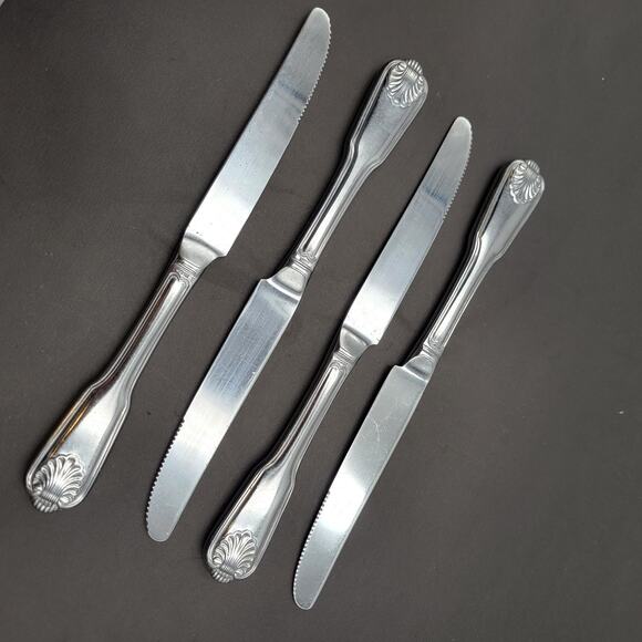 TOWLE Stainless Dinner Knife London Shell Flatware JAPAN Set 4 Pcs Vtg - Picture 4 of 5